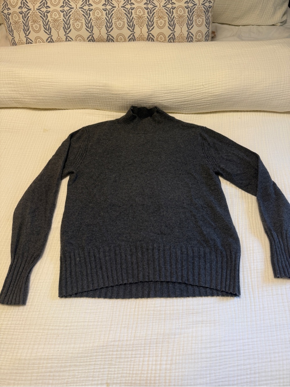 J Crew Womens Cashmere Knit High Neck Pullover Sweater Top Gray Size S